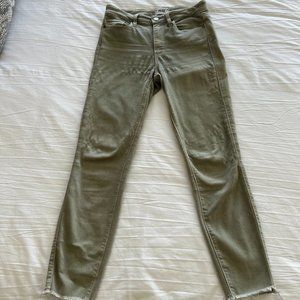 Paige Huxton Crop Olive Jeans Size 27 Freyed Hem